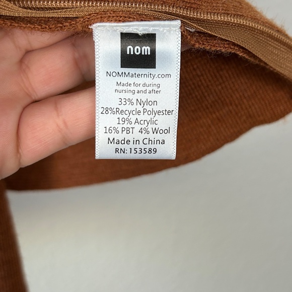 Nom maternity size M Sarabeth sweater brown navy stripe wool nursing side zipper - Picture 12 of 13